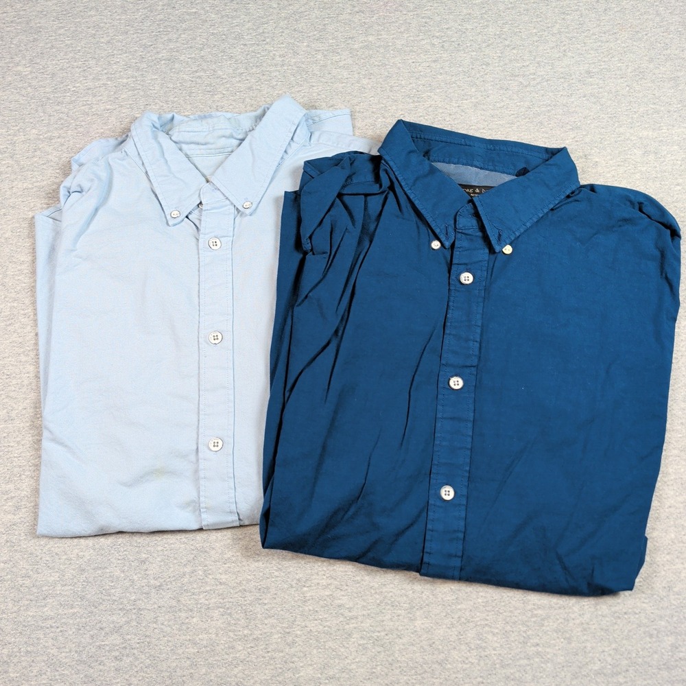 Lot of 2 Rag & Bone New York Fit 2 Button Down Shirts Blue Mens XL Cotton